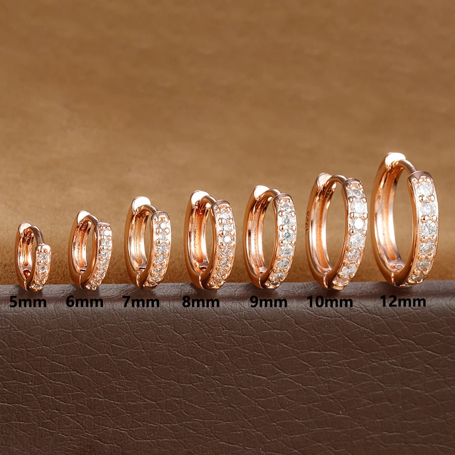 Stainless Steel Zirconia Huggie Hoop Earrings, 1 Pair