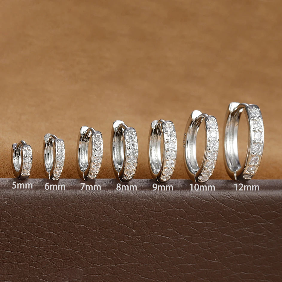 Stainless Steel Zirconia Huggie Hoop Earrings, 1 Pair