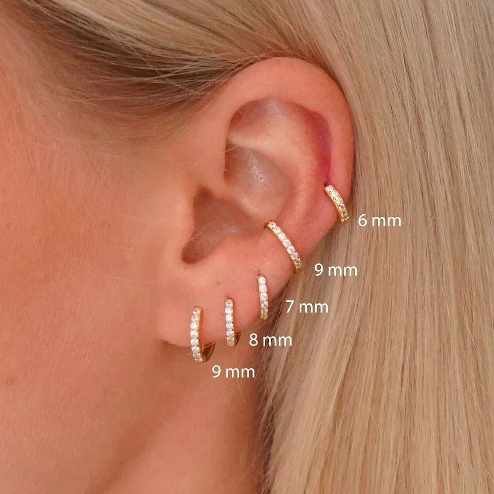Stainless Steel Zirconia Huggie Hoop Earrings, 1 Pair