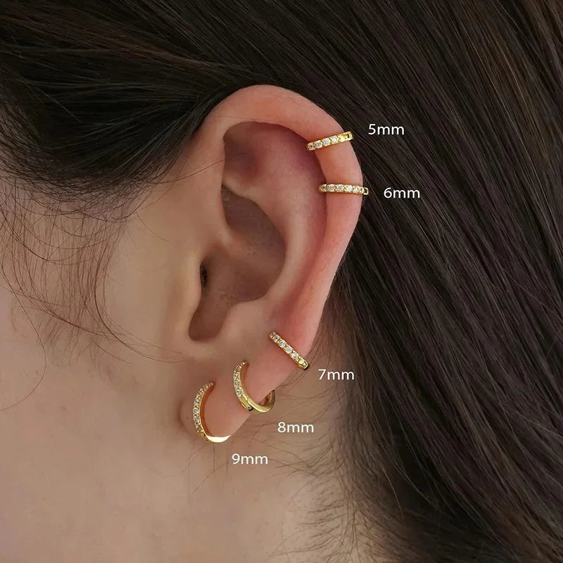 Stainless Steel Zirconia Huggie Hoop Earrings, 1 Pair