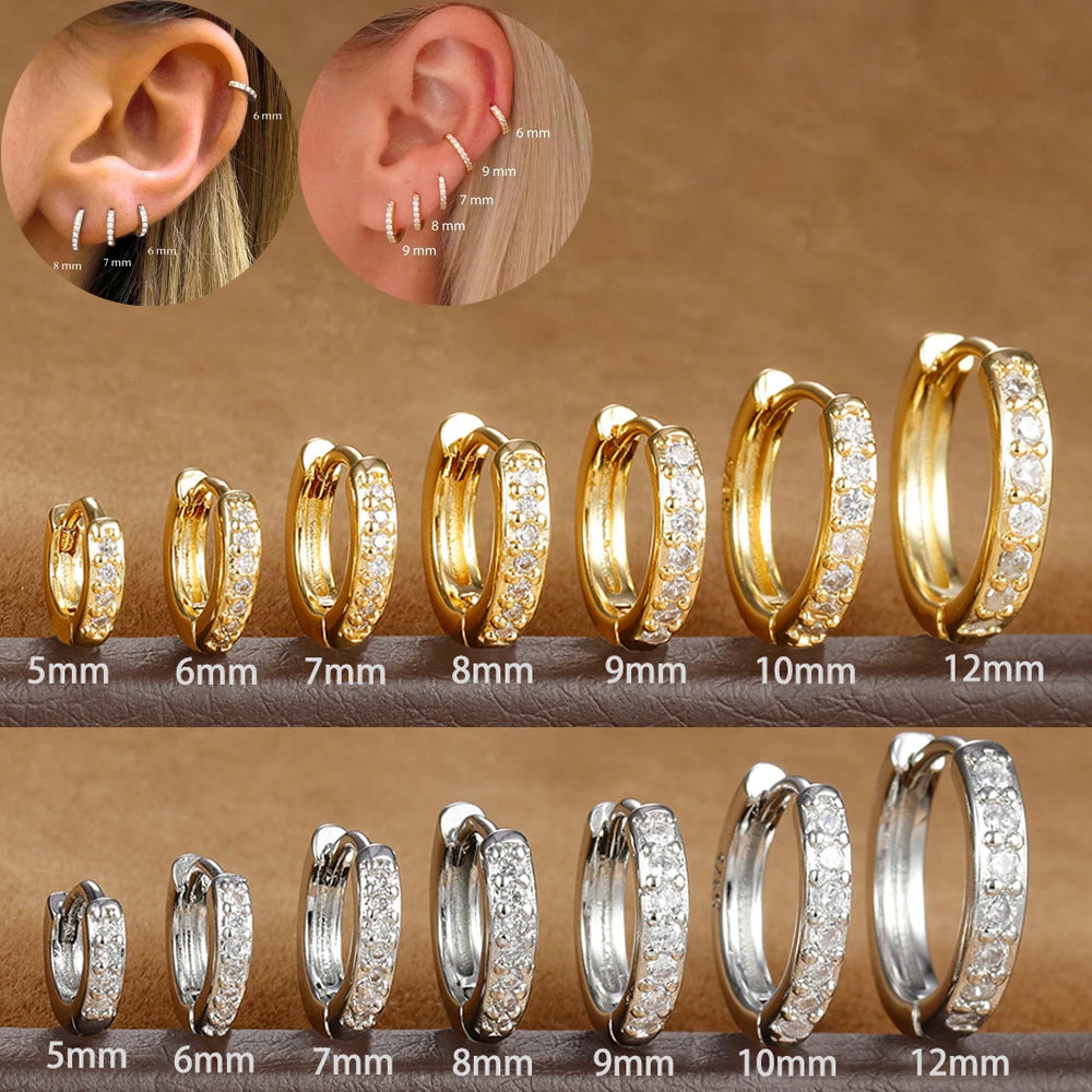 Stainless Steel Zirconia Huggie Hoop Earrings, 1 Pair