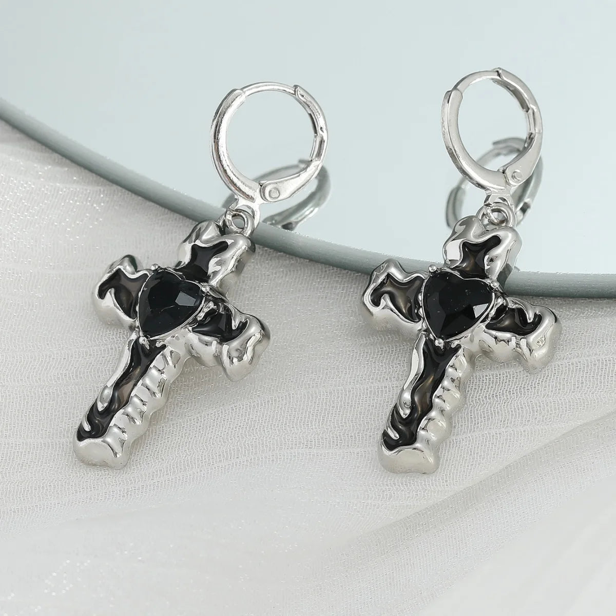 Simple Silver Color Star Earrings for Women Opal Stone Heart Hoop Earrings Punk Y2K Cute Daily Wear Jewelry Party Gifts